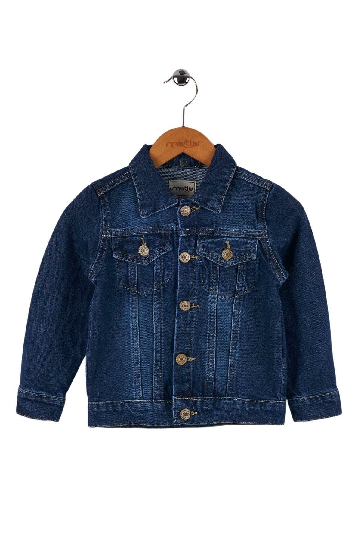 Mutlu Kids Unisex Çocuk Kot Ceket ORTA MAVİ - 11 Yaş