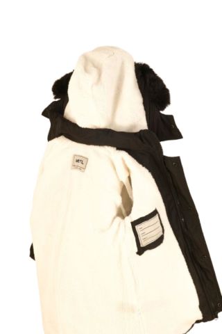 Mutlu Kids Kürk Astarlı Kapüşonlu Kız Çocuk Mont Kaban Siyah - 9 Yaş