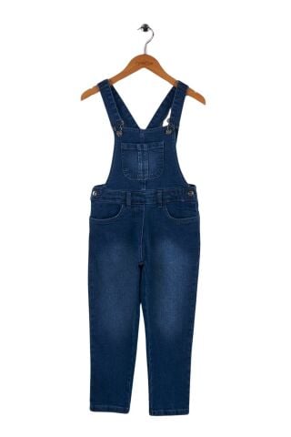Mutlu Kids Kız Çocuk Kot Salopet Koyu Mavi - 6 Yaş