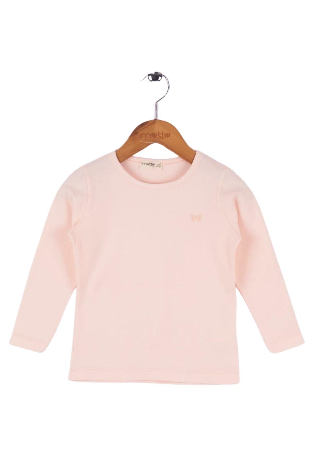 Mutlu Kids Basic Kız Çocuk Uzun Kollu Tişört Pudra - 9-10 Yaş