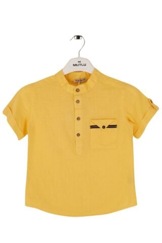 Mutlu Kids Hakim Yaka Kısa Kollu Erkek Çocuk Gömlek Sarı - 5 Yaş