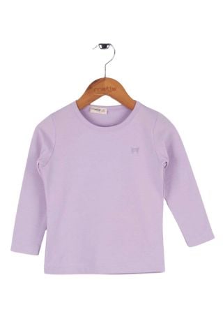 Mutlu Nakışlı Basic Uzun Kol Kız Tişört Lila - 15-16 Yaş