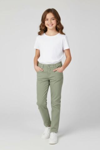 Mutlu Kids Kız Çocuk Gabardin Pantolon Haki - 15 Yaş
