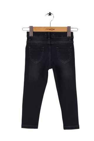 Mutlu Kids Cep Fermuarlı Kız Kot Pantolon Siyah - 7 Yaş