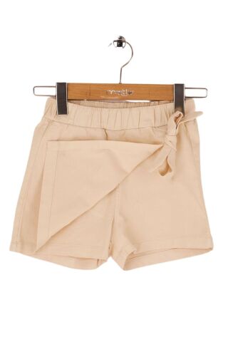 Mutlu Kids Fiyonk Detaylı Kız Çocuk Bebek Gabardin Şort Etek Bej - 5 Yaş