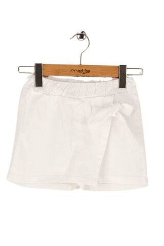 Mutlu Kids Fiyonk Detaylı Kız Çocuk Bebek Gabardin Şort Etek Beyaz - 5 Yaş