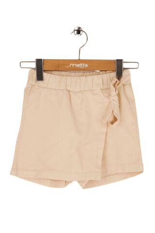 Mutlu Kids Fiyonk Detaylı Kız Çocuk Bebek Gabardin Şort Etek Bej - 5 Yaş