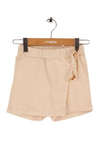 Mutlu Kids Fiyonk Detaylı Kız Çocuk Bebek Gabardin Şort Etek Bej - 5 Yaş