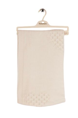 Katamino Kalp Desenli Triko Bebek Battaniyesi KTM027 EKRU