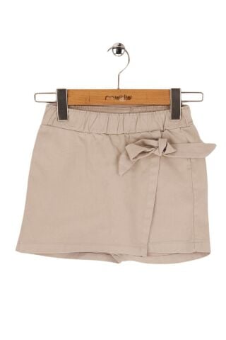 Mutlu Kids Fiyonk Detaylı Kız Çocuk Bebek Gabardin Şort Etek Gri - 5 Yaş