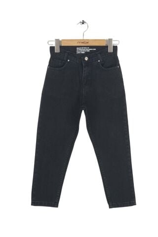 Mutlu Kids Kız Çocuk Mom Jeans Füme - 9 Yaş