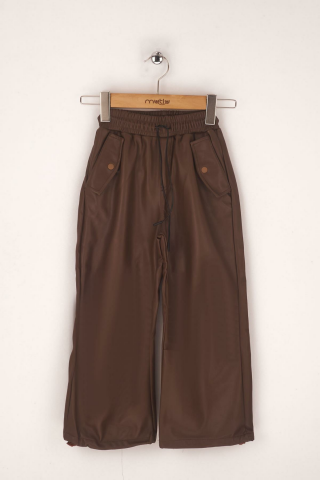 DERİ KIZ JOGGER PANTOLON CAMEL - 9 Yaş