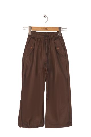 Mutlu Kids Kız Çocuk Jogger Deri Pantolon CAMEL - 9 Yaş