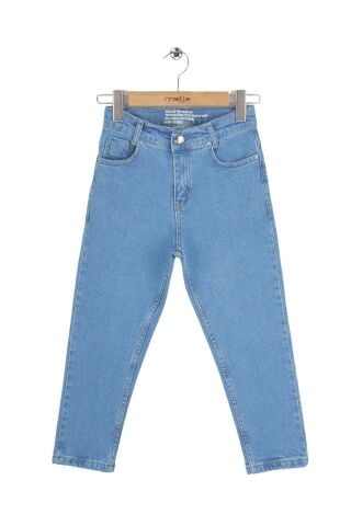 Mutlu Kids Kız Çocuk Mom Jeans BUZ MAVİ - 11 Yaş