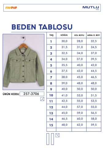 Mutlu Kids Kız Çocuk Denim Ceket Beyaz - 4 Yaş