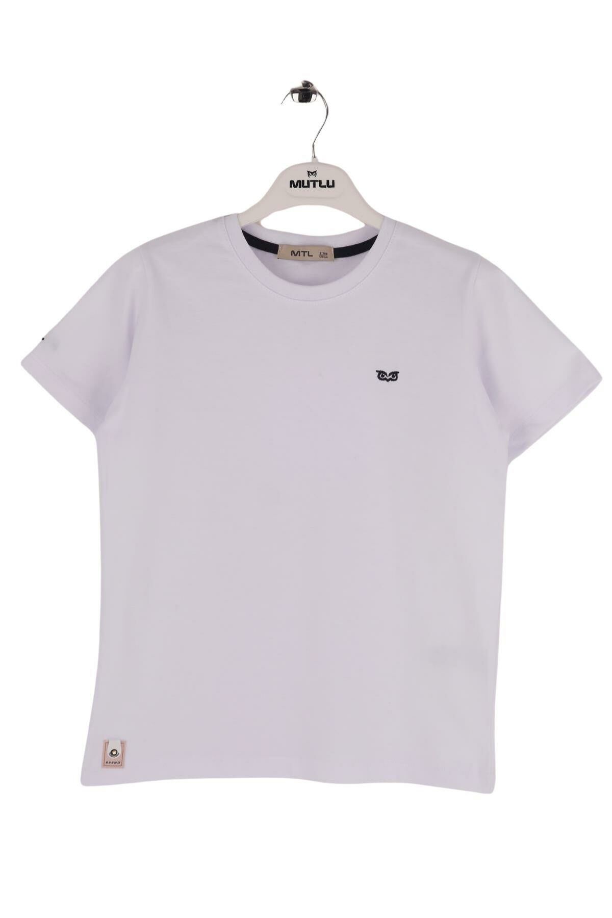 Mutlu Kids Bisiklet Yaka Kısa Kollu Erkek Çocuk Tişört Beyaz - 10 Yaş