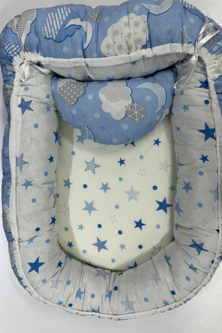 Aluç Bebe Mavi Babynest - Anne Yanı Bebek Yatağı Mavi