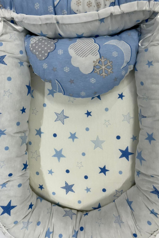 Aluç Bebe Mavi Babynest - Anne Yanı Bebek Yatağı Mavi