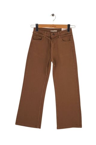 Mutlu Kids Kız Çocuk Wide Leg Kot Pantolon KAHVE - 9 Yaş