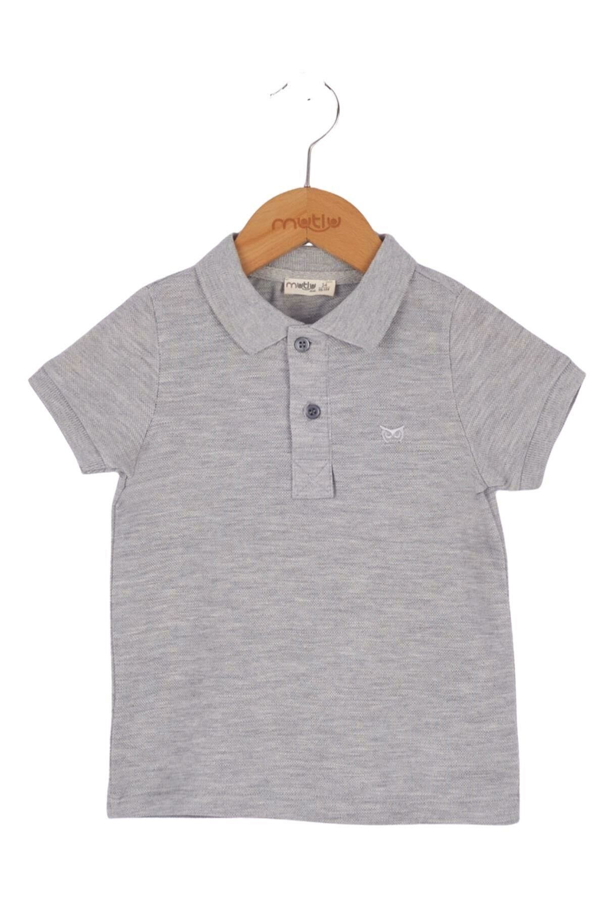 Mutlu Kids Polo Yaka Erkek Çocuk Tişört GRİ MELANJ - 7 Yaş