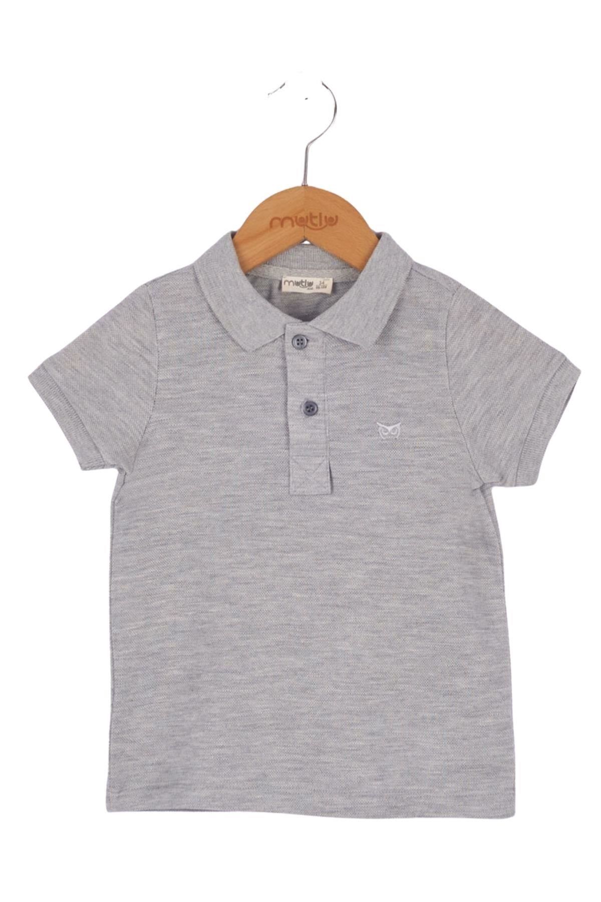 Mutlu Kids Polo Yaka Erkek Çocuk Tişört GRİ MELANJ - 8 Yaş