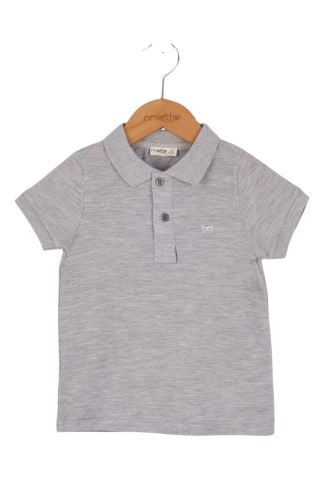 Mutlu Kids Polo Yaka Erkek Çocuk Tişört GRİ MELANJ - 8 Yaş