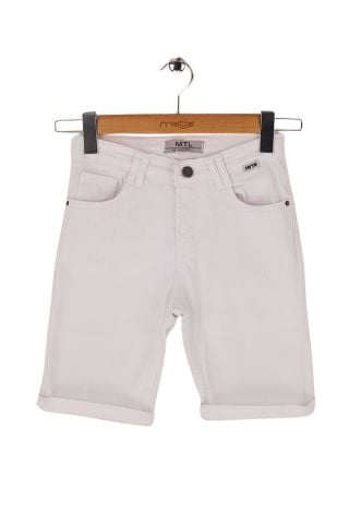 Mutlu Kids Erkek Çocuk Denim Şort Beyaz - 9 Yaş