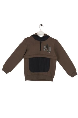 Mutlu Kids Kapüşonlu Fermuarlı Yaka Erkek Çocuk Sweatshirt Gri - 5 Yaş