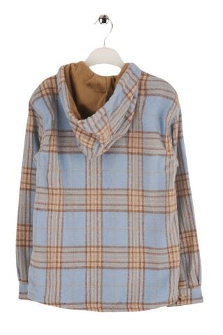 Mutlu Kids Kapüşonlu İçi Kürk Astarlı Erkek Çocuk Gömlek Gri - 12 Yaş