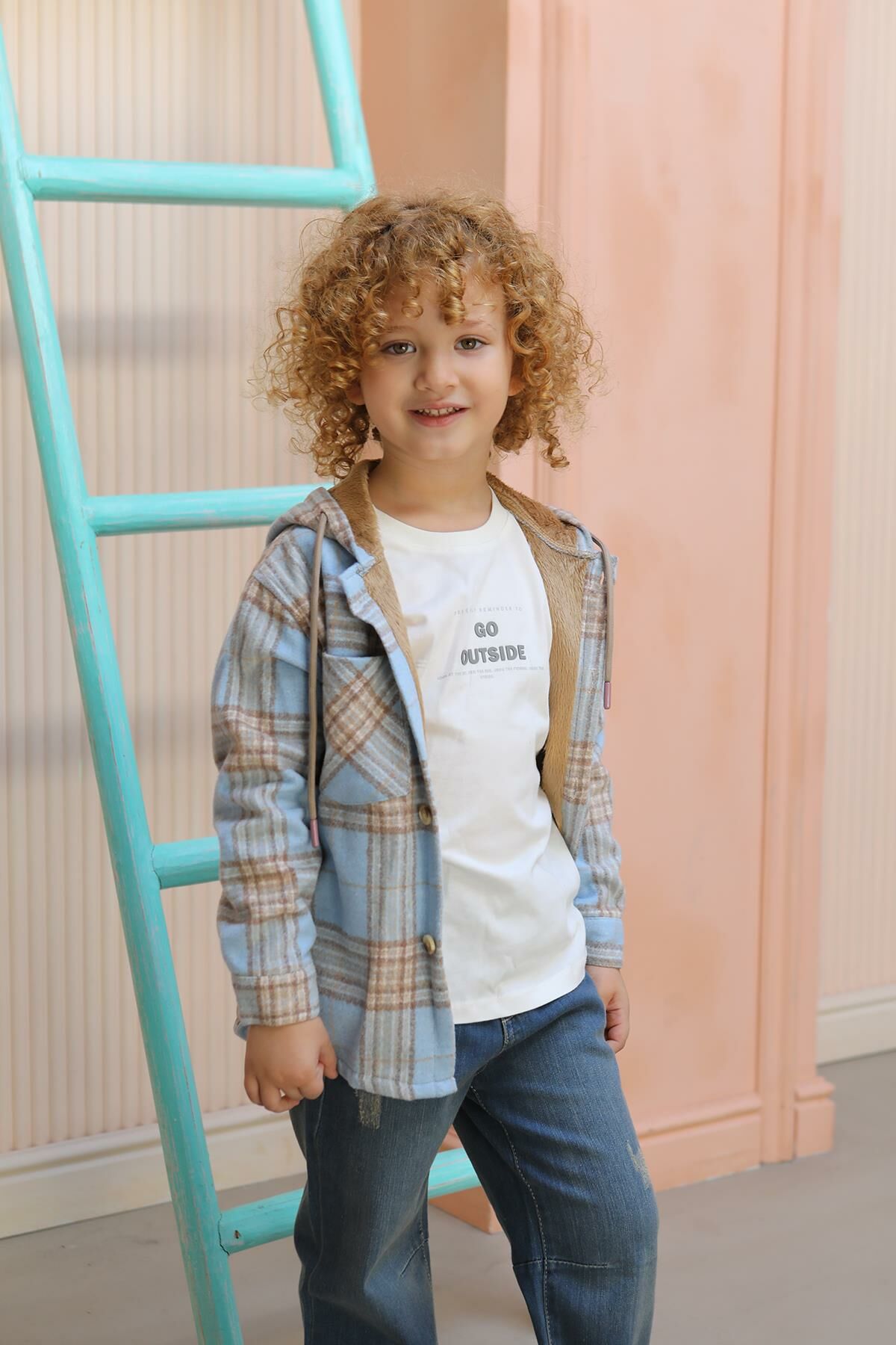 Mutlu Kids Kapüşonlu İçi Kürk Astarlı Erkek Çocuk Gömlek Mavi - 9 Yaş