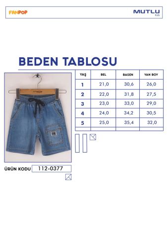 Mutlu Kids Erkek Çocuk Kot Kapri Şort Açık Mavi - 1 Yaş