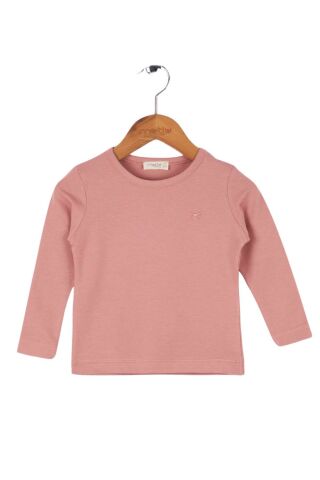 Mutlu Nakışlı Basic Uzun Kol Kız Tişört Gül Kurusu - 12 Yaş