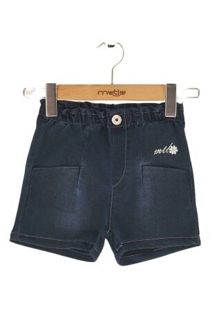 Mutlu Kids Belii Lastikli Kız Çocuk Kot Şort Koyu Mavi - 3 Yaş