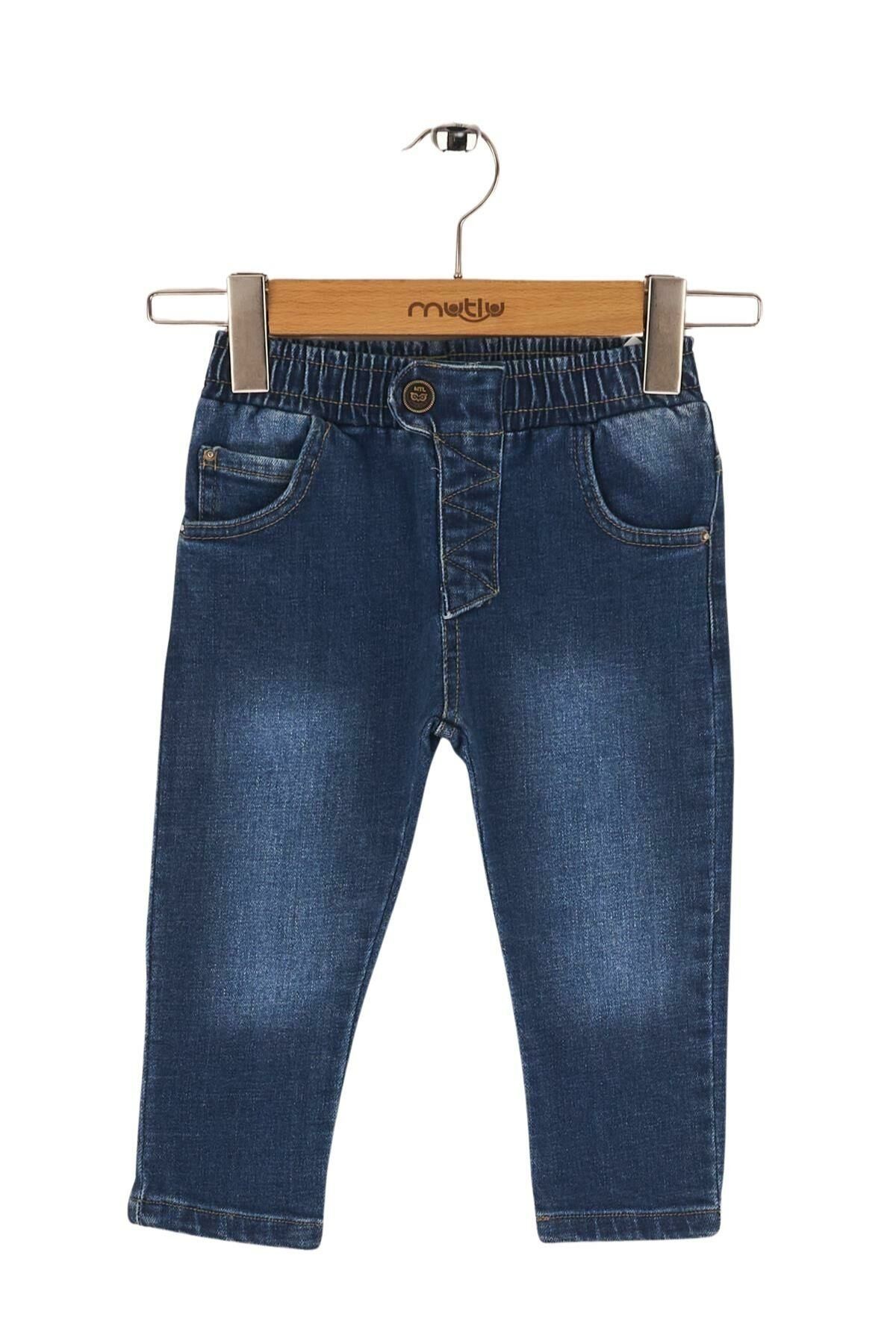 Mutlu Kids Erkek bebek Pantolon ORTA MAVİ - 9 Ay