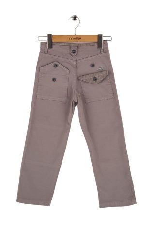 Mutlu Kids Baskı ve Cep Detaylı Erkek Çocuk Pantolon Krem - 9 Yaş