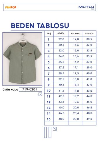 Mutlu Kids Hakim Yaka Kısa Kollu Erkek Çocuk Gömlek Haki - 6 Yaş