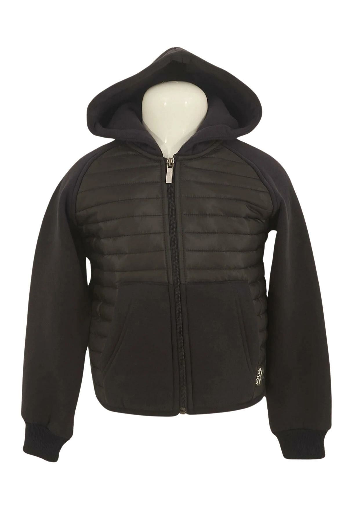 Mutlu Kids Kanguru Cepli Erkek Çocuk Şişme Mont Füme - 9 Yaş