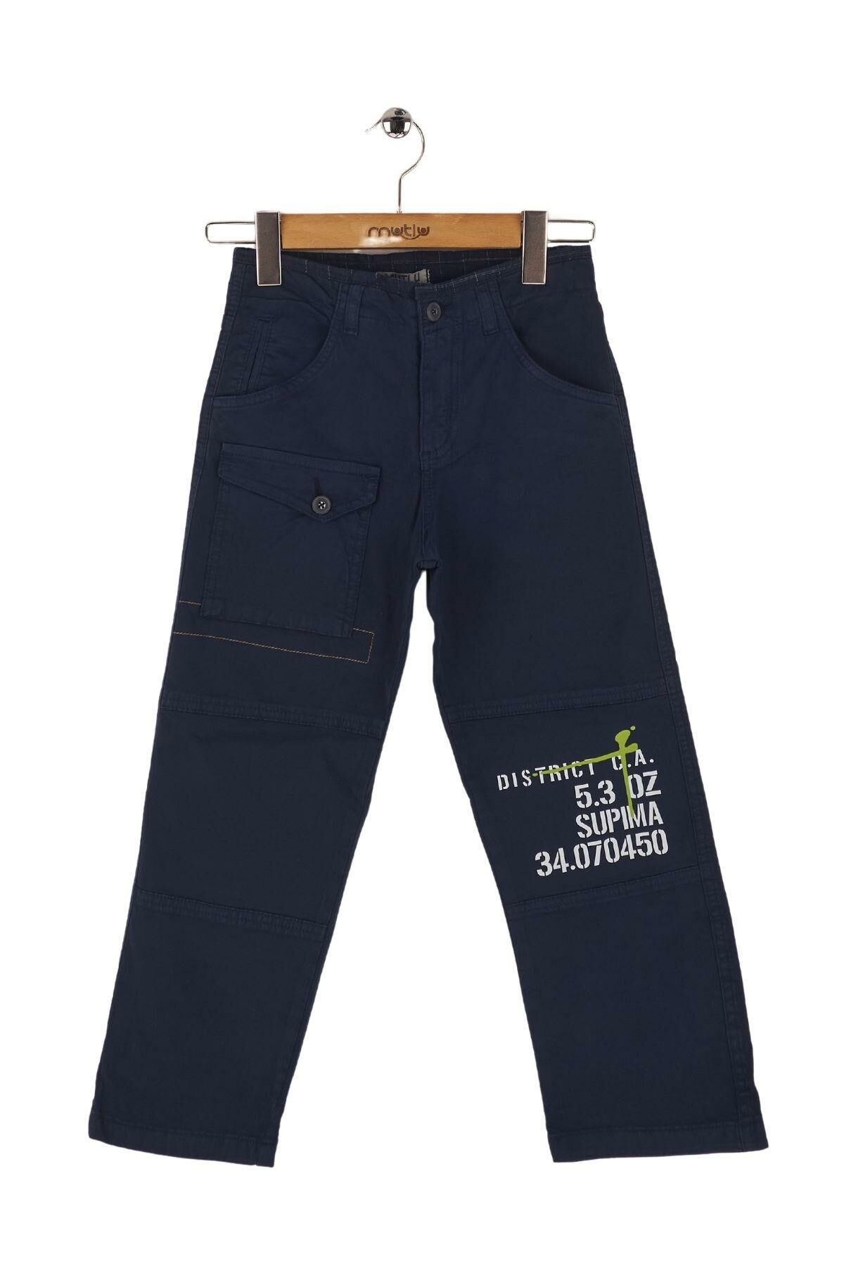 Mutlu Kids Baskı ve Cep Detaylı Erkek Çocuk Pantolon Lacivert - 9 Yaş