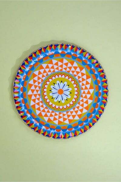 Glore Mozaik 6 Kişilik Altın Yaldızlı Cam Pasta Tabağı Takımı 21cm