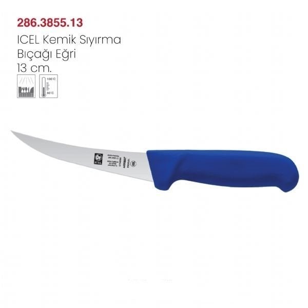 ICEL KEMİK SIYIRMA BIÇAĞI EĞRİ 13 CM MAVİ - 286.3855.13