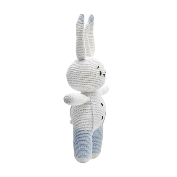 Amigurumi  %100 Organik Oyuncak El Örgüsü Sevimli Dik Kulaklı Tavşan Mavi MKN.0018