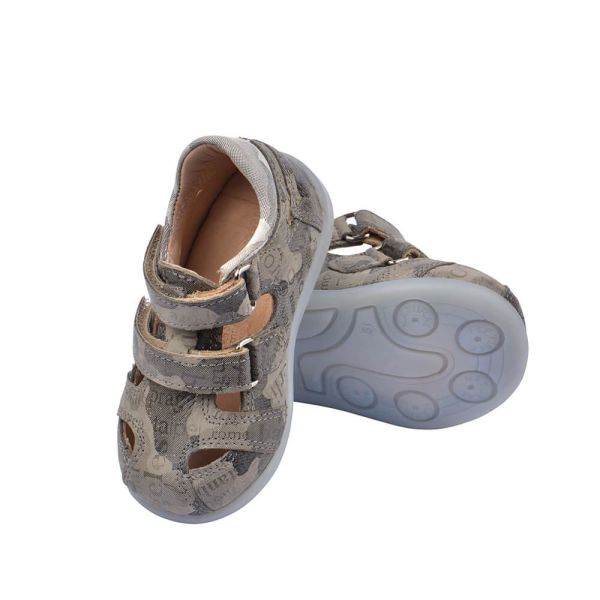 Hakiki Deri Anatomik Taban İlk Adım Ayakkabısı Kamuflaj Desenli Sandalet Tipi-MKN.0148