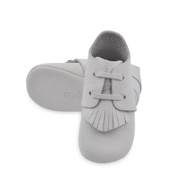 Hakiki Deri Anatomik Taban İlk Adım Ayakkabısı Püsküllü Bağcıklı Beyaz  – MKN.0156