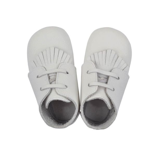 Hakiki Deri Anatomik Taban İlk Adım Ayakkabısı Püsküllü Bağcıklı Beyaz  – MKN.0156