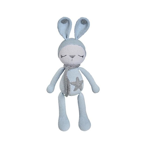 Amigurumi %100 Organik Oyuncak El Örgüsü Uyku Arkadaşı Tavşan Açık Mavi MKN.0078