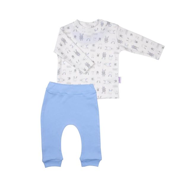 Mukano Erkek Bebek Tavşan Desenli Pijama Seti Mavi-MKN.0194