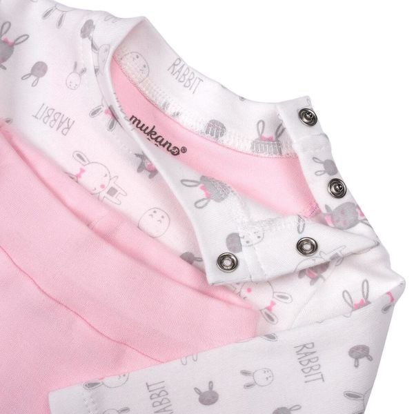 Mukano  Kız Bebek Tavşan Desenli Pijama Set Pembe-MKN.0197