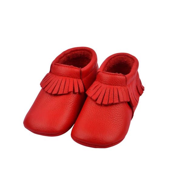 Hakiki Deri Anatomik Taban İlk Adım Ayakkabısı  Kırmızı Püsküllü MKN.0124
