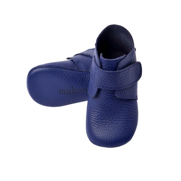 Hakiki Deri Anatomik Taban İlk Adım Ayakkabısı Mavi Cırtcırtlı MKN.0119