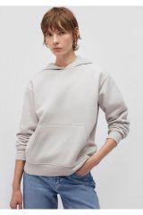 MAVİ KAPİŞONLU SWEATSHIRT KADIN BASIC